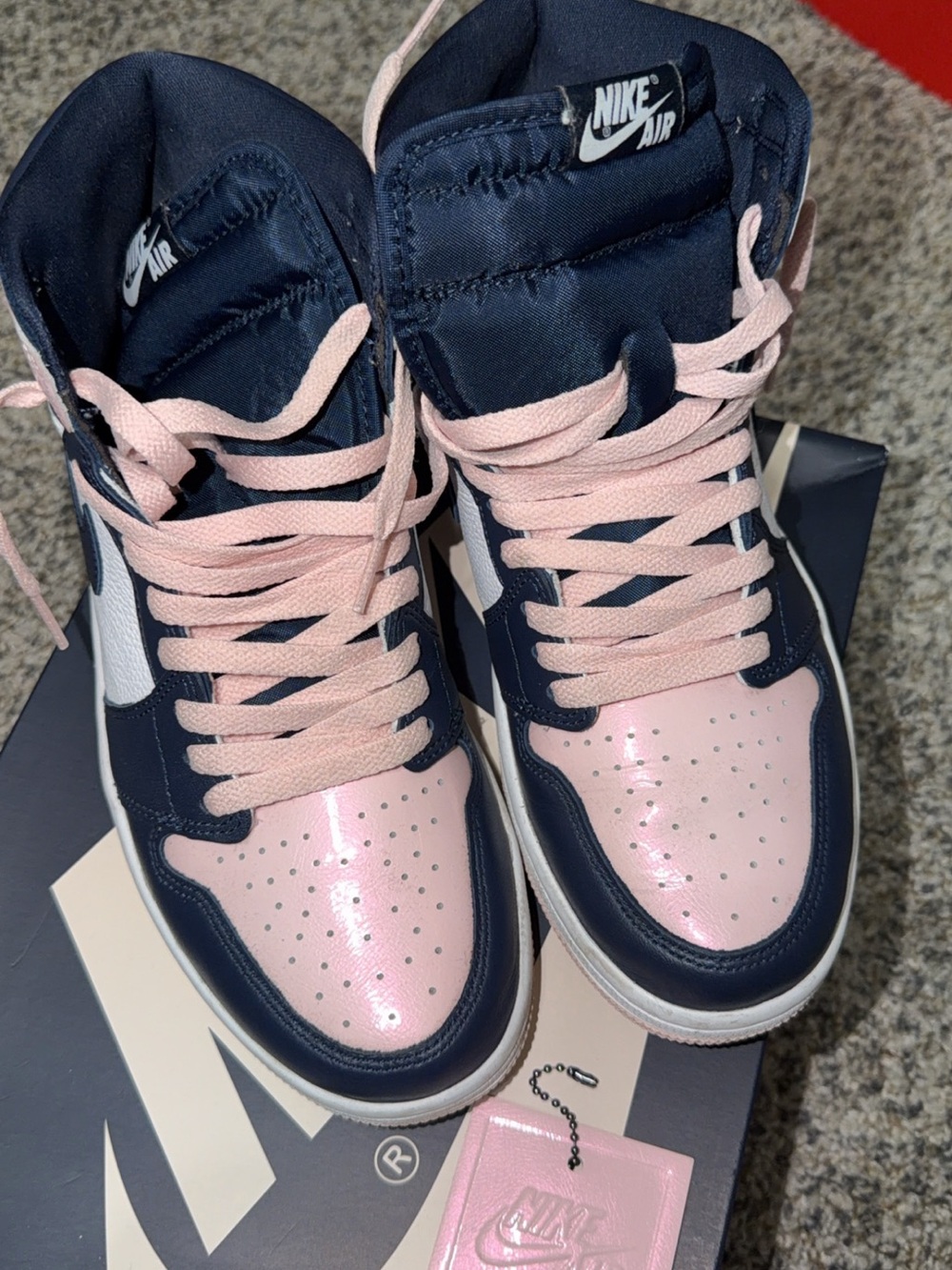Jordan High-Top Sneakers in Navy and Pink